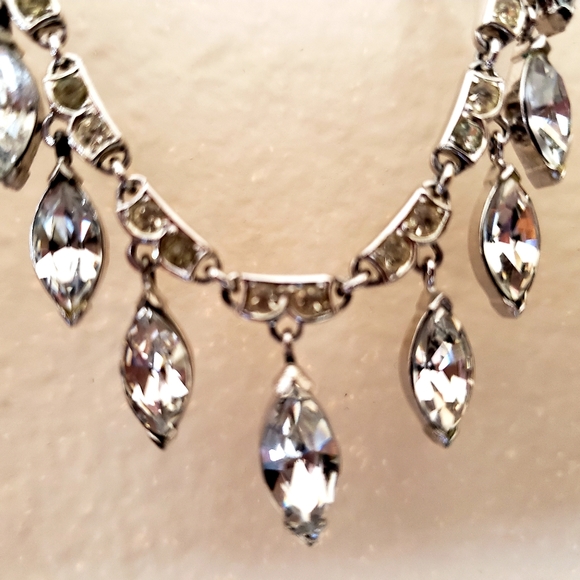 Vintage silver/rhinestone choker necklace - Picture 3 of 4